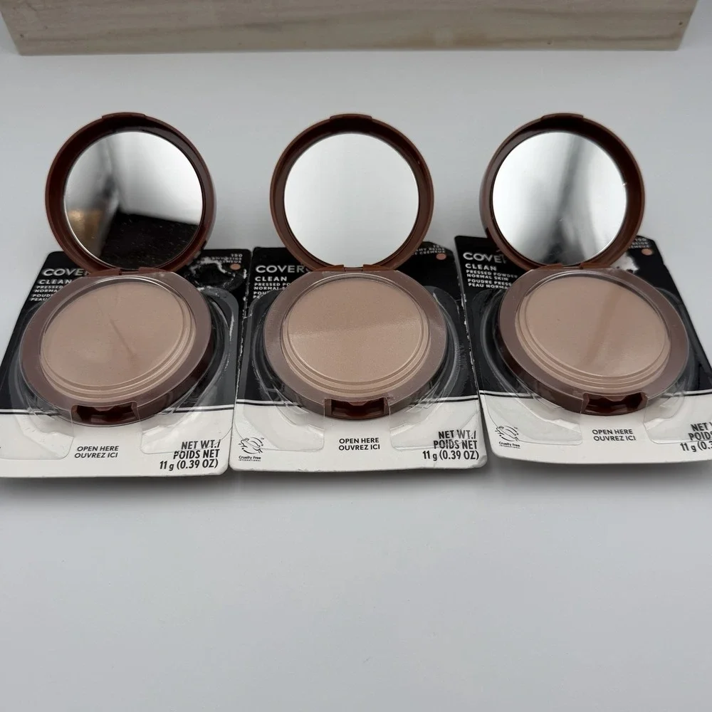 (3) COVERGIRL Clean Pressed Powder Foundation 150 CREAMY BEIGE Original Talc